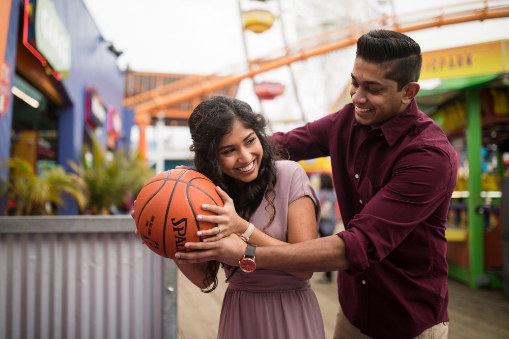 Los Angeles wedding photography Santa Monica Pier engagement couples photo