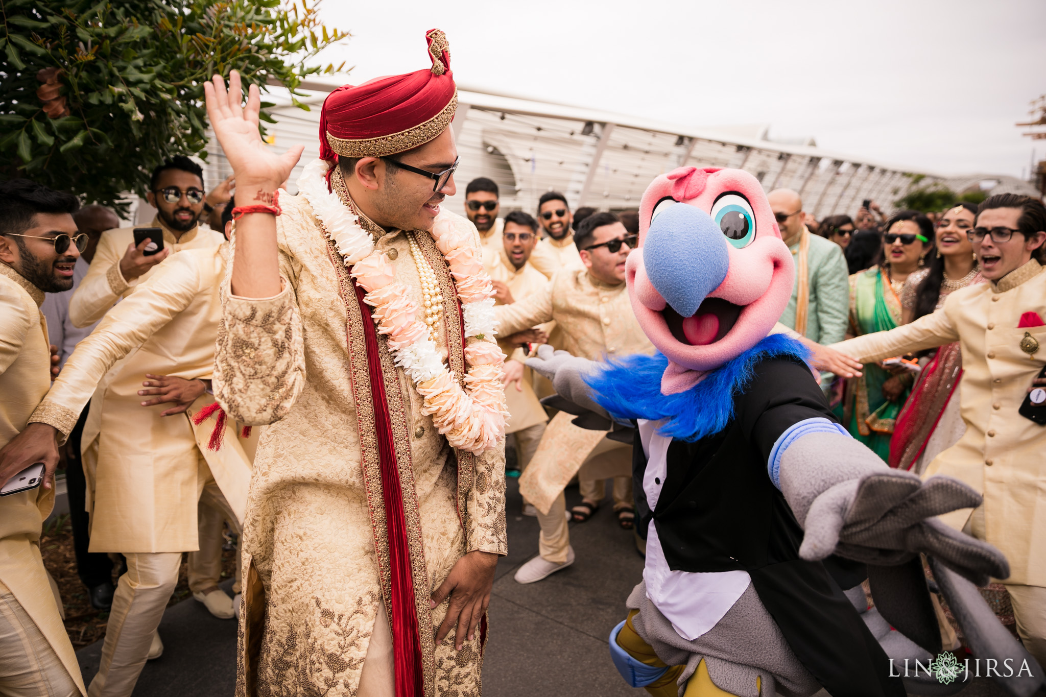 08 long beach performing arts center clippers mascot indian baraat wedding photography