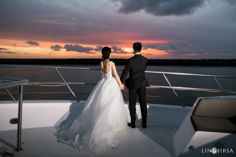 Wedding on a Newport Beach harbor cruise photographed by Lin and Jirsa Photography