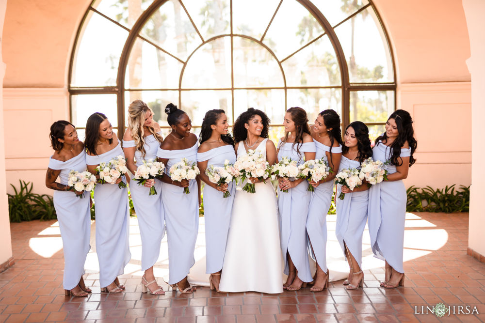 Santa Barbara wedding photographer Hilton Beachfront bridal party Cabrillo Beach