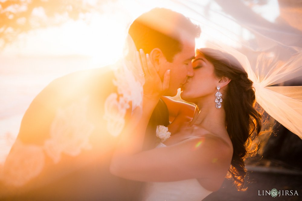 Four Seasons Bitlmore Santa Barbara Wedding Photography sunset veil