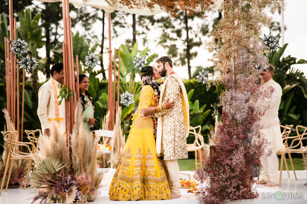 Hotel Irvine Indian Wedding Photography First Kiss