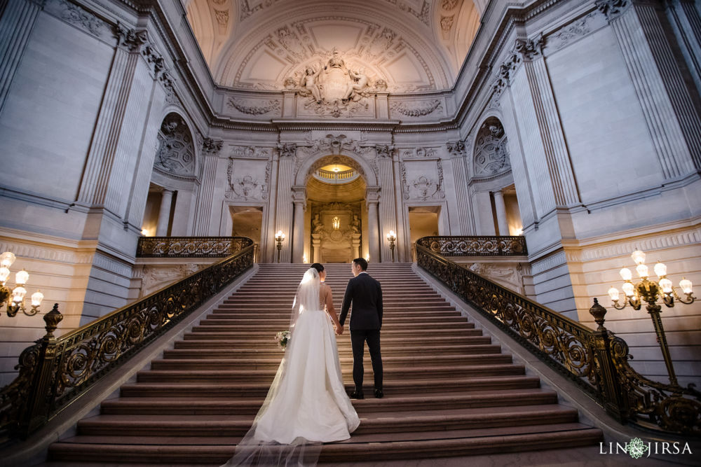 San Francisco wedding photographer City Hall Grand Staircase rotunda marble architecture
