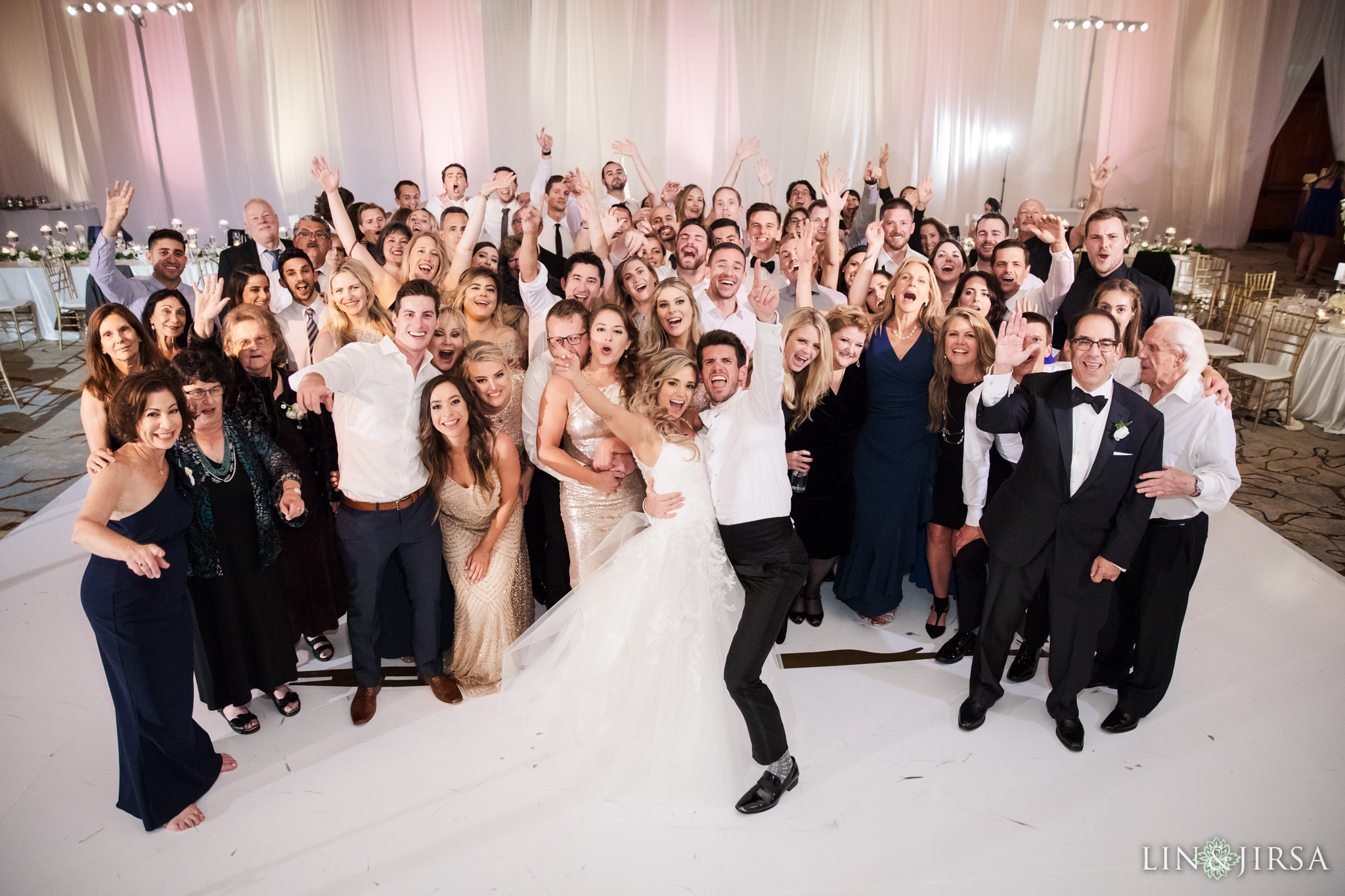 balboa bay wedding newport photography group shot