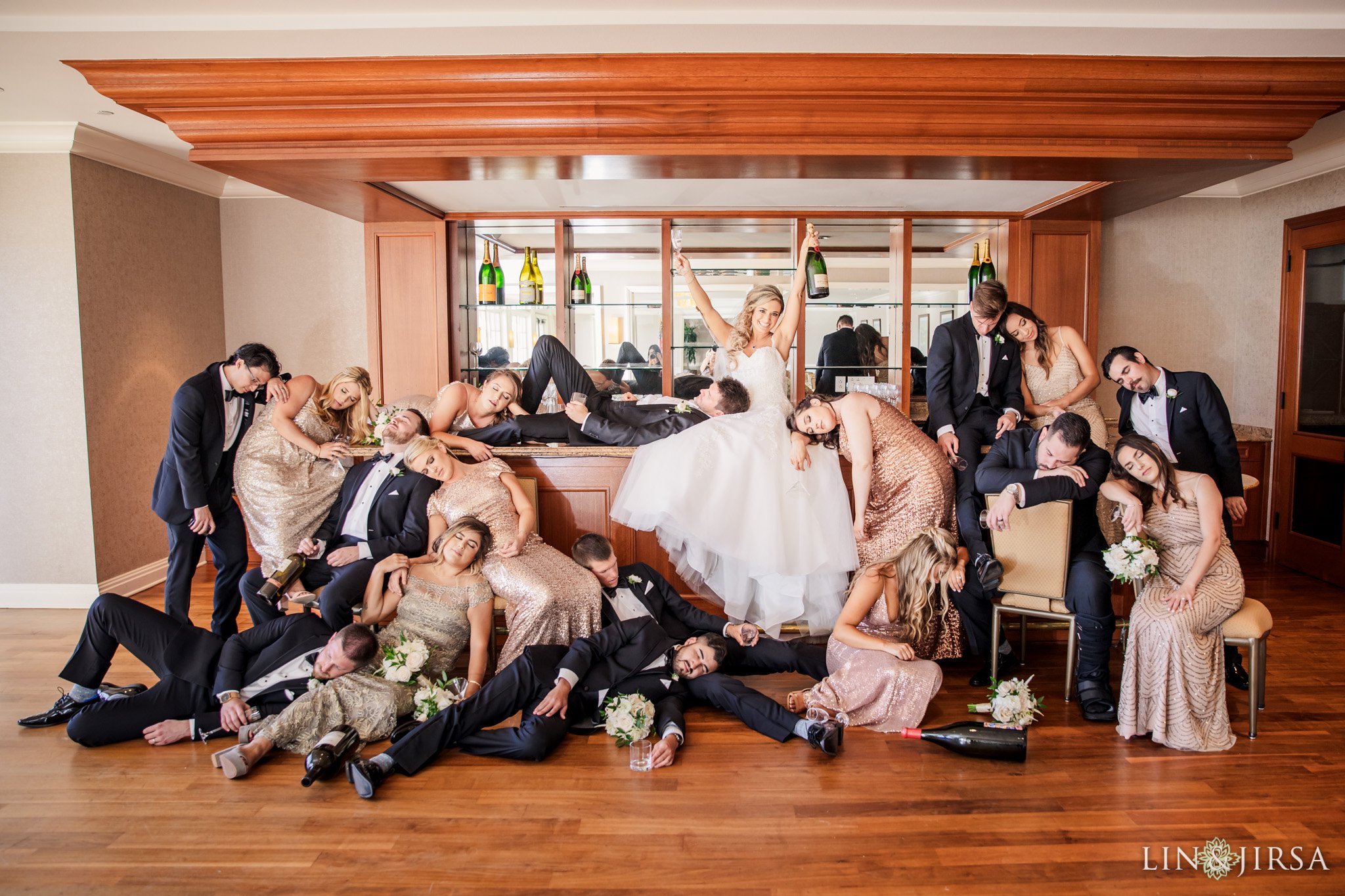 balboa bay wedding newport photography passed out funny