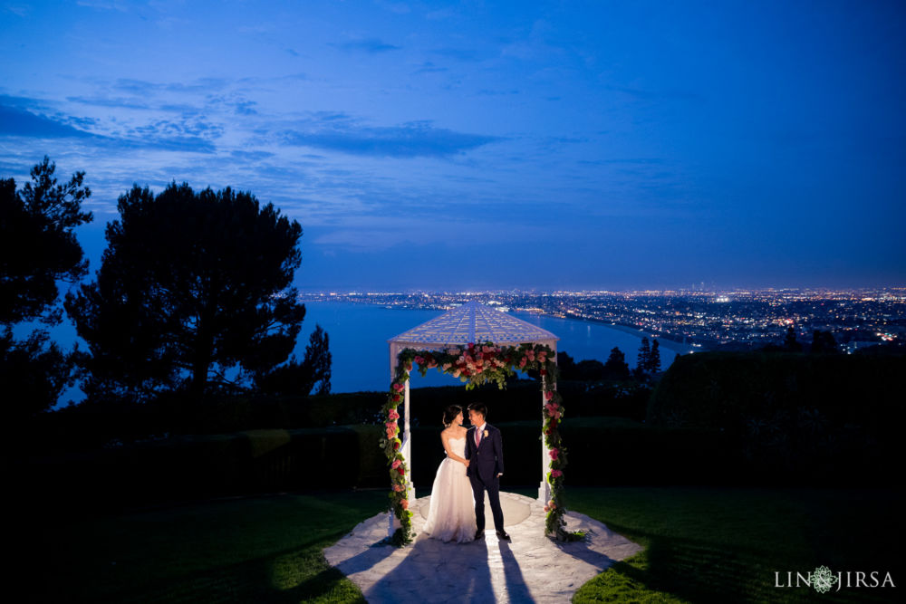 blue hour ocean view wedding photo