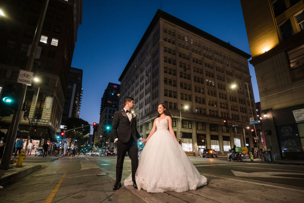 blue hour wedding photo