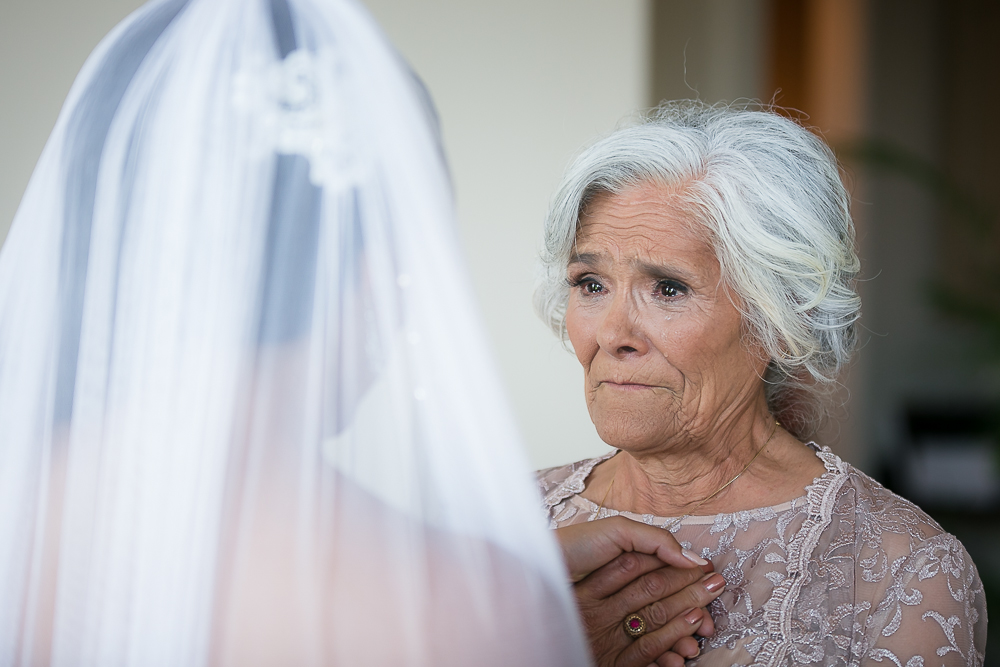 bride and grandma on wedding day