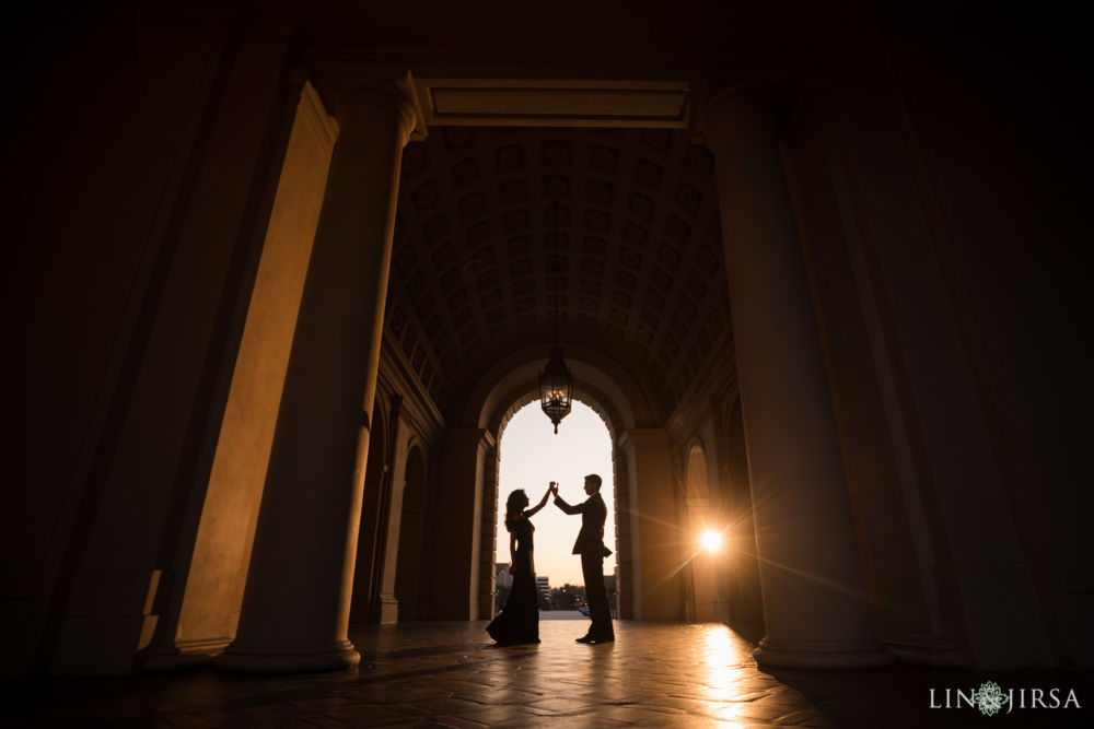 pasadena city hall engagement silhouette