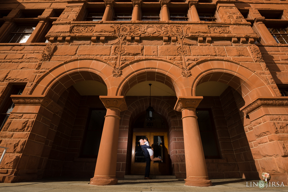 santa ana old orange county courthouse wedding couple