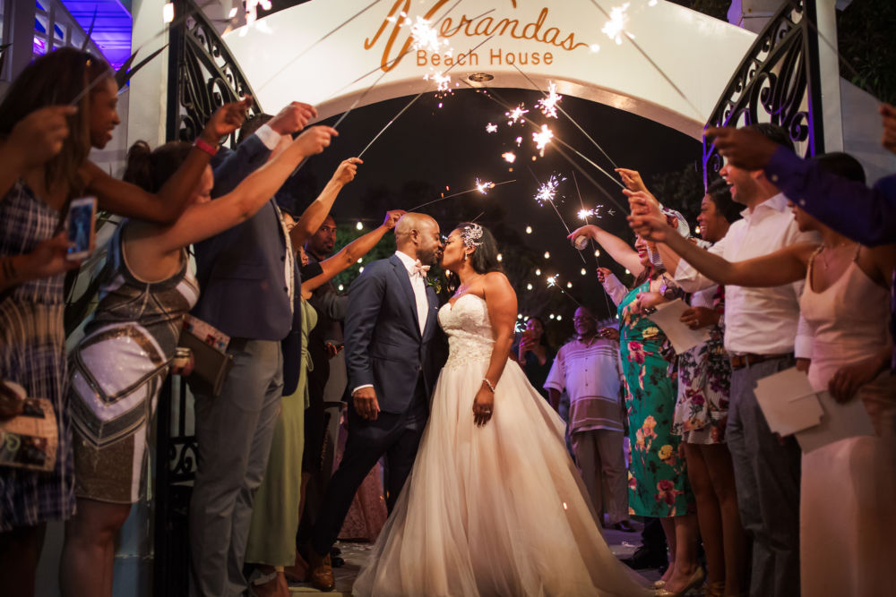 sparkler wedding photo